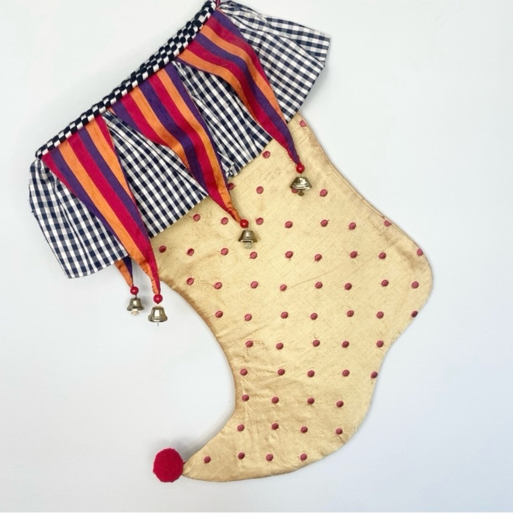 Mackenzie-Childs Christmas Jester 100% Silk Stocking